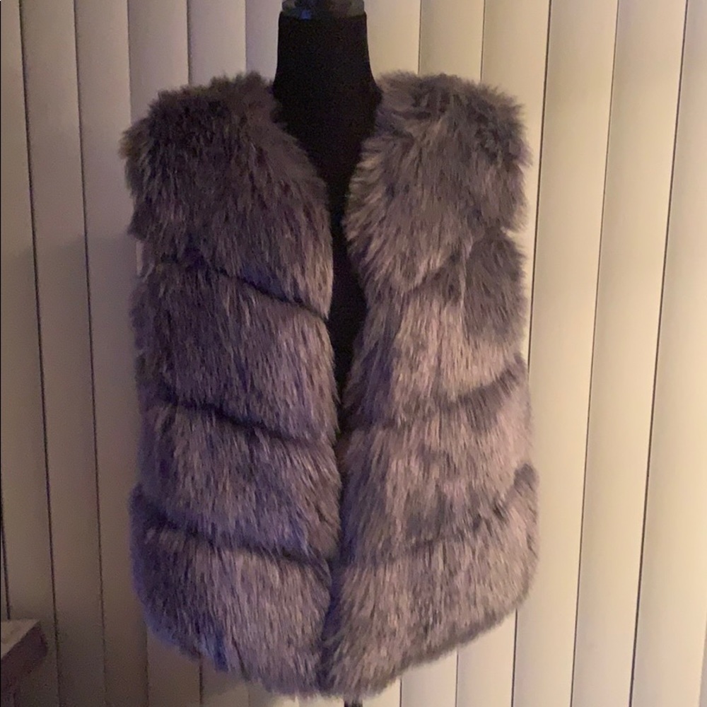 Gray Faux Fur Vest size XL